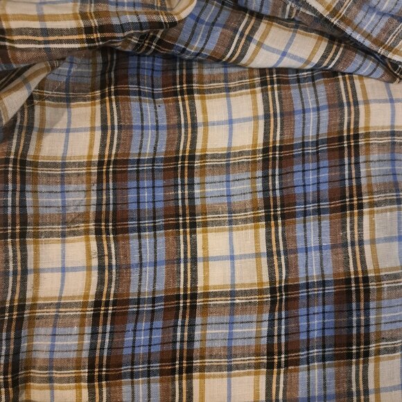 Vince Men's Large 100% Linen Long Sleeve Button Down Plaid Shirt Style M13081062 - Picture 15 of 15